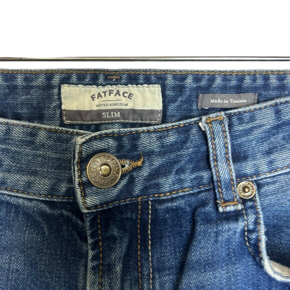 Fatface U.K. Men's Medium Wash Distressed Slim Fit Jeans - Size 32 - Picture 3 of 6